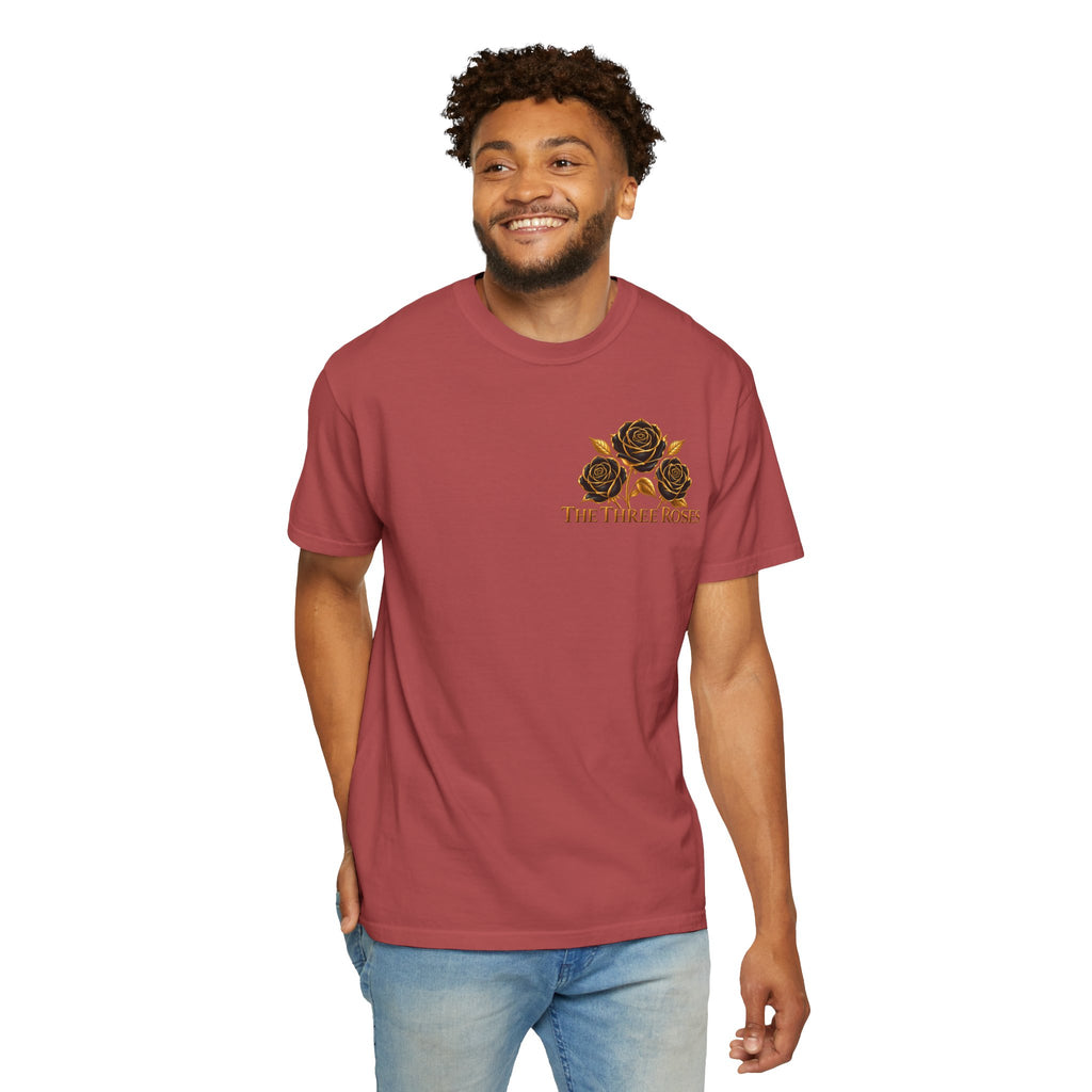 The Three Roses Graphic: Unisex T-Shirt  Gold & Black Floral Tee