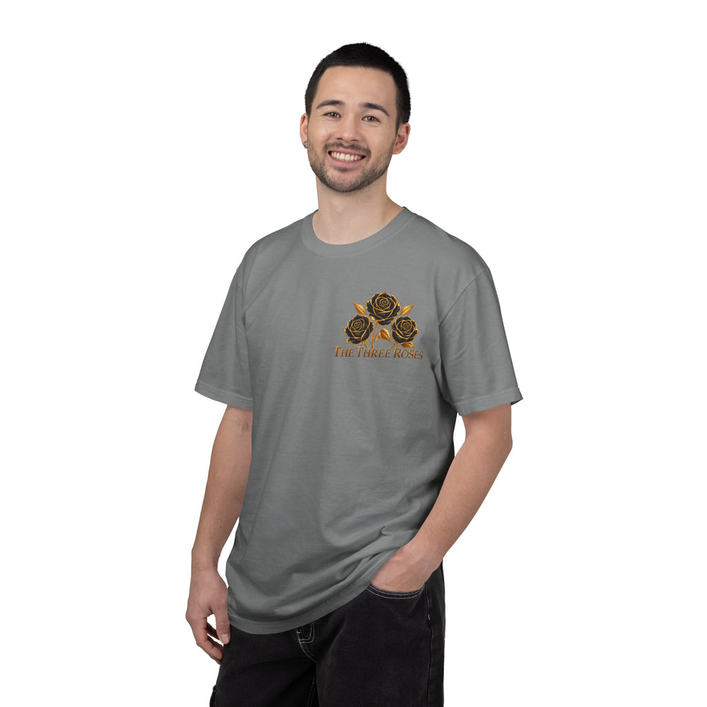 The Three Roses Graphic: Unisex T-Shirt  Gold & Black Floral Tee
