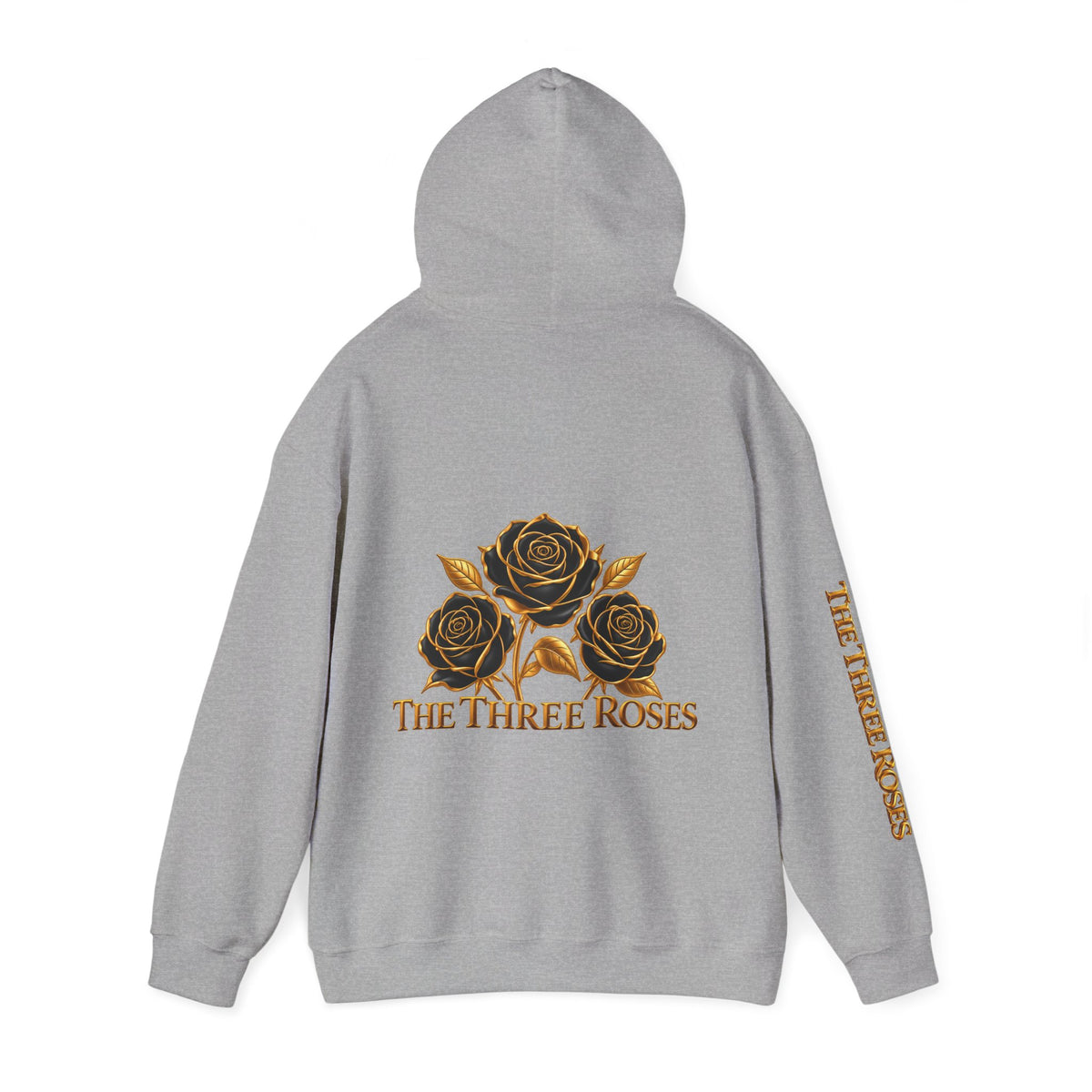 The Three Roses Hoodie: Unisex Gold Rose Graphic Hooded Sweatshirt