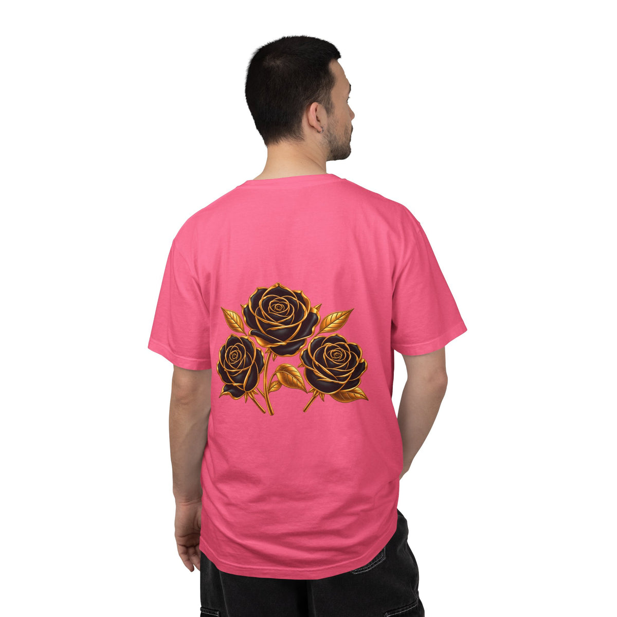 The Three Roses Graphic: Unisex T-Shirt  Gold & Black Floral Tee