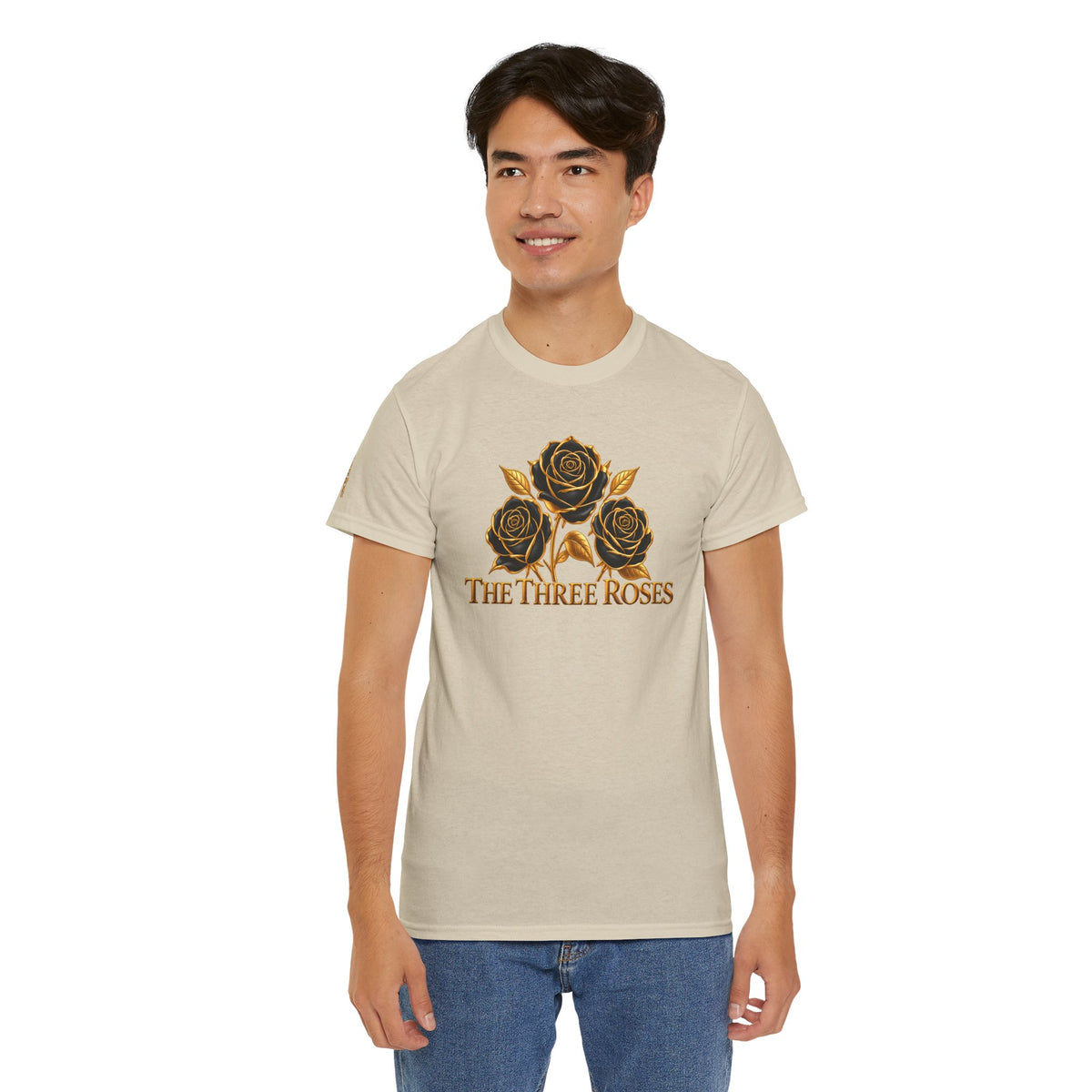 The Three Roses Tee — Mens Gold Floral Graphic T-Shirt