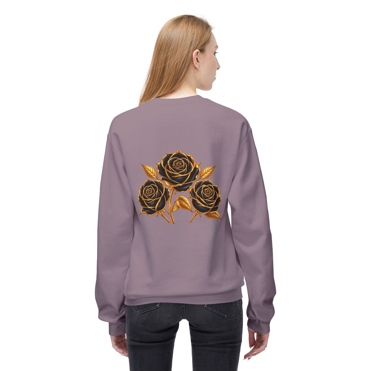 The Three Roses: Unisex Crewneck Gold Rose Sweatshirt Graphic Logo
