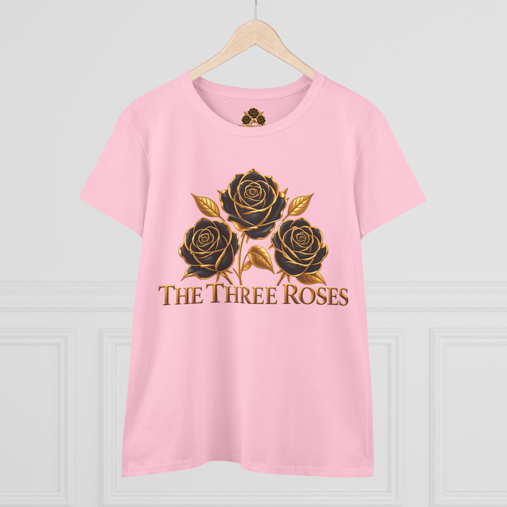 The Three Roses Tee: Womens Black & Gold Rose Graphic T-Shirt