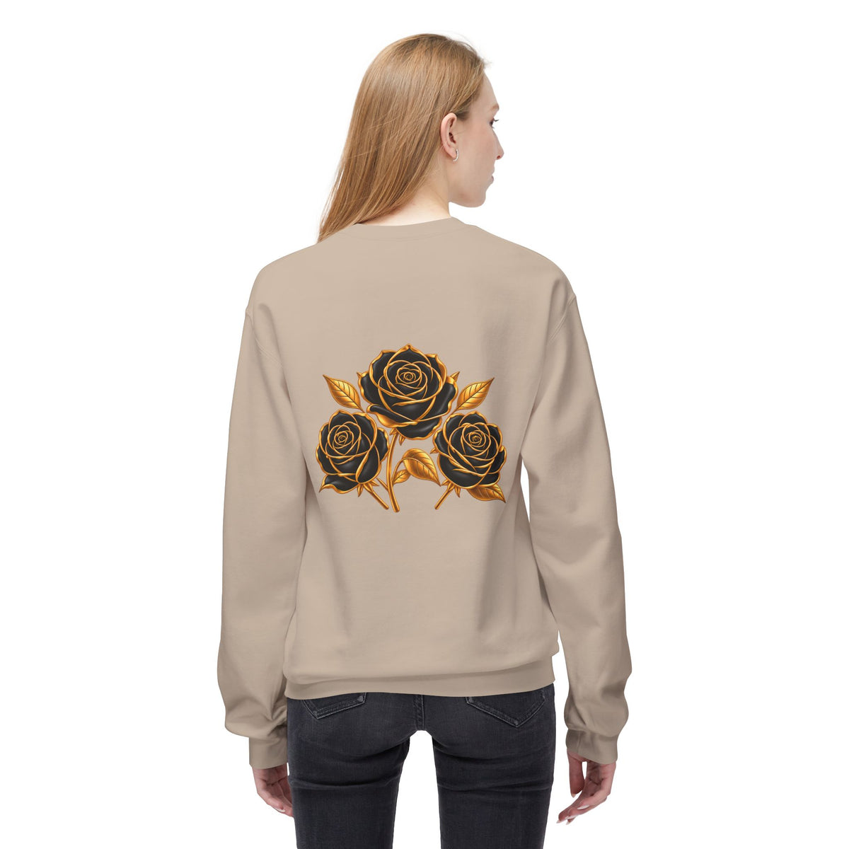 The Three Roses: Unisex Crewneck Gold Rose Sweatshirt Graphic Logo
