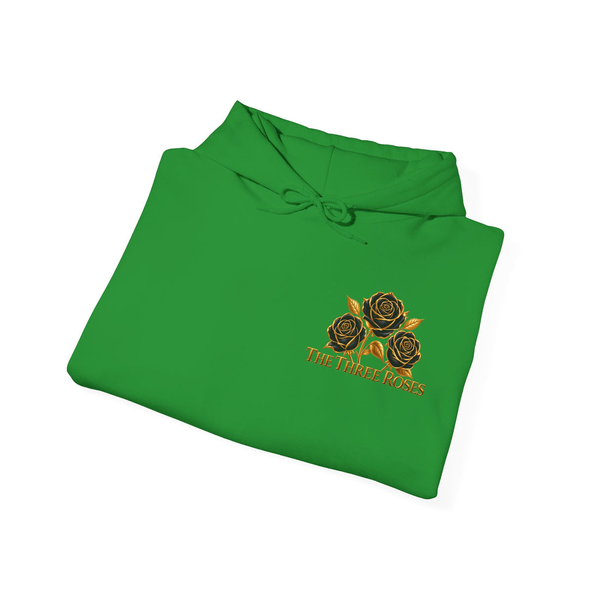 The Three Roses Hoodie: Unisex Gold Rose Graphic Hooded Sweatshirt