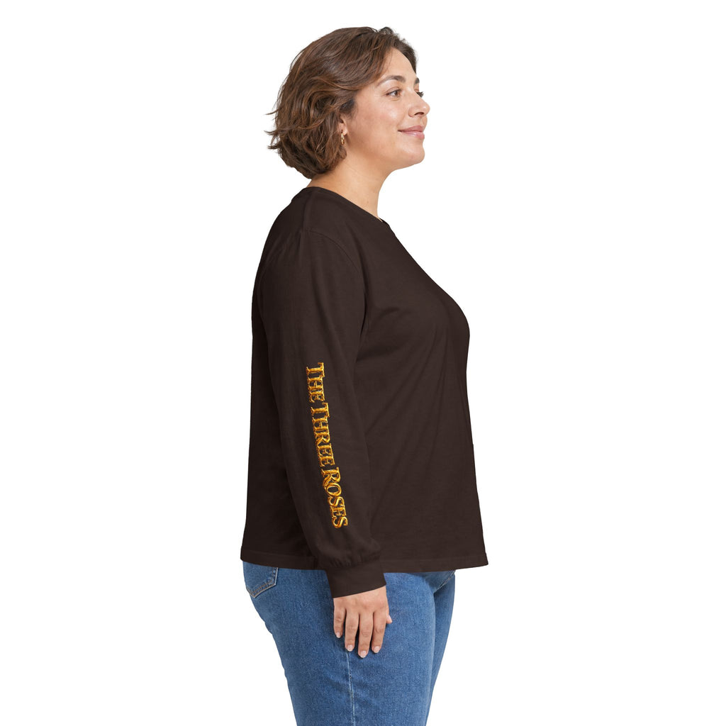 Long Sleeve Tee — Golden Black Rose Chest & Back Design