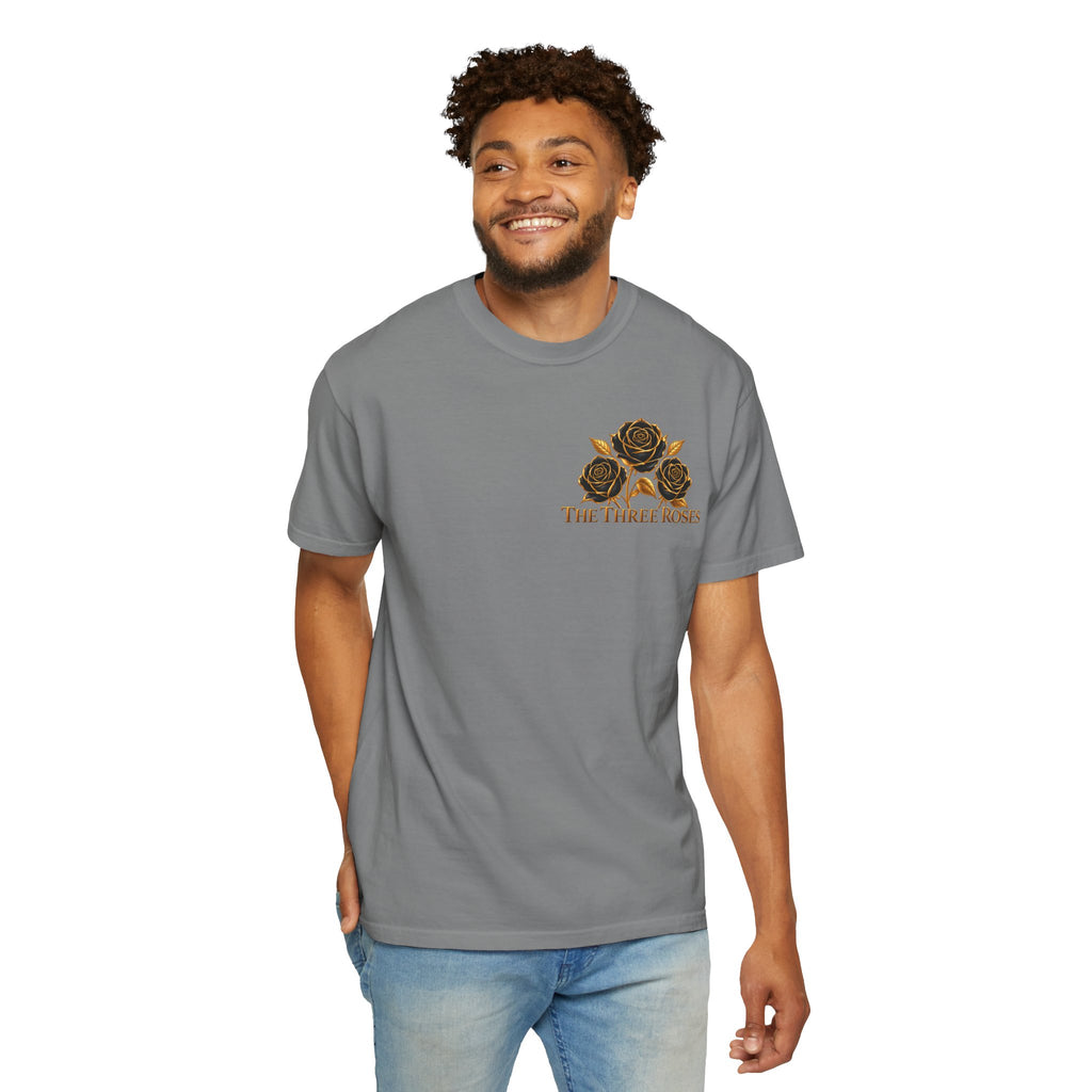 The Three Roses Graphic: Unisex T-Shirt  Gold & Black Floral Tee