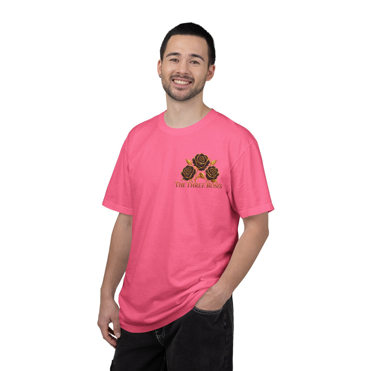 The Three Roses Graphic: Unisex T-Shirt  Gold & Black Floral Tee