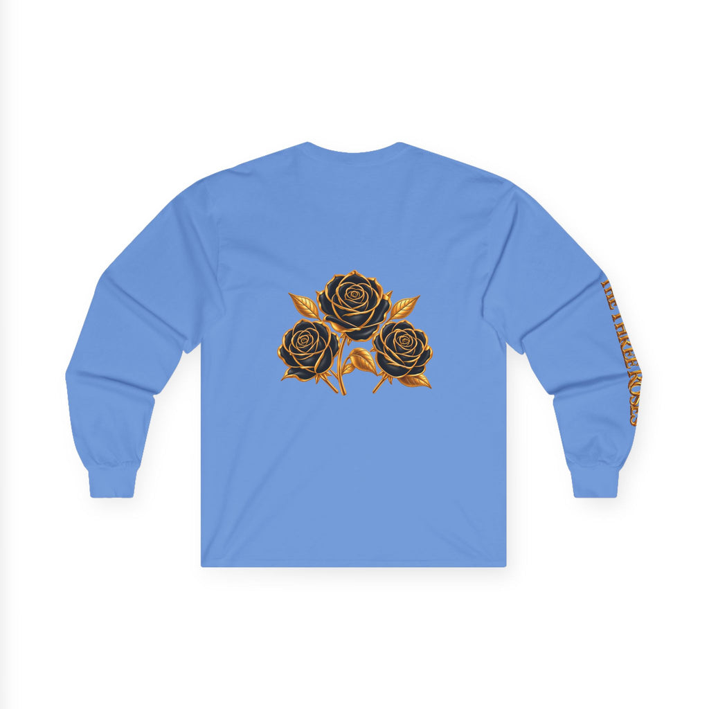 Long Sleeve Tee — Golden Black Rose Chest & Back Design
