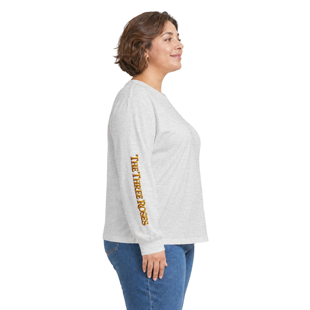 Long Sleeve Tee — Golden Black Rose Chest & Back Design