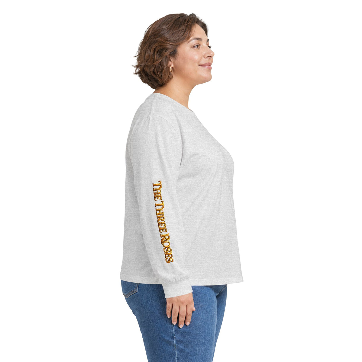 Long Sleeve Tee — Golden Black Rose Chest & Back Design