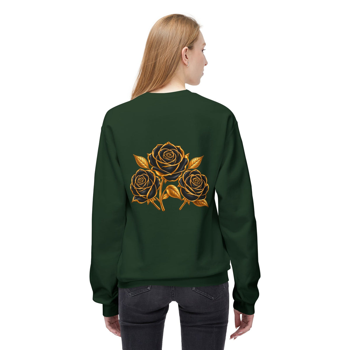 The Three Roses: Unisex Crewneck Gold Rose Sweatshirt Graphic Logo