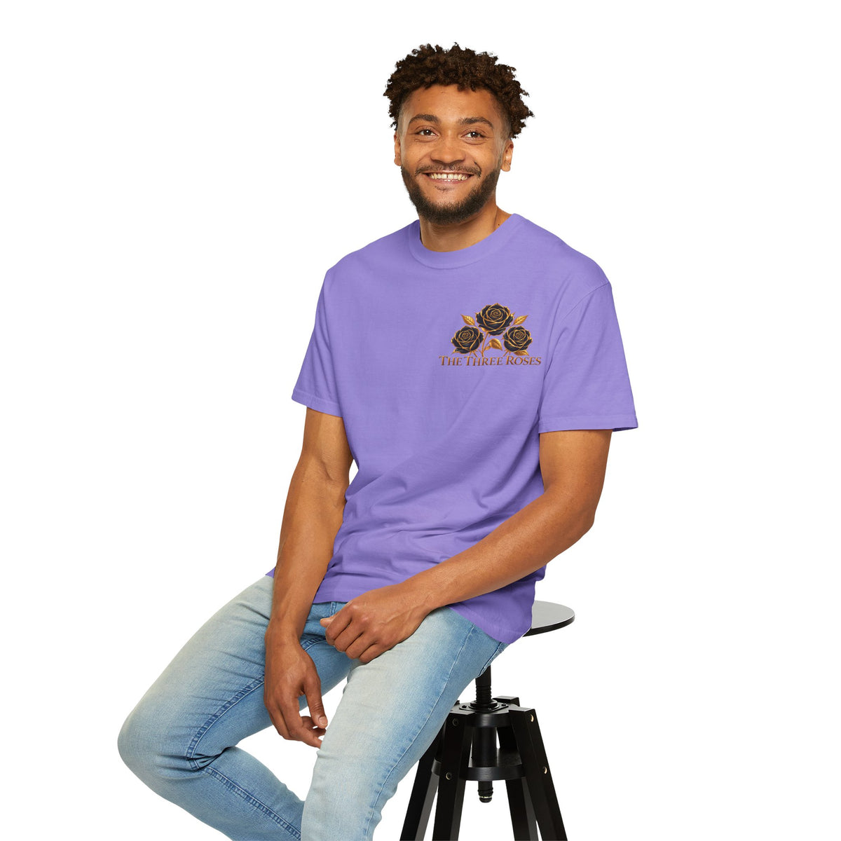 The Three Roses Graphic: Unisex T-Shirt  Gold & Black Floral Tee
