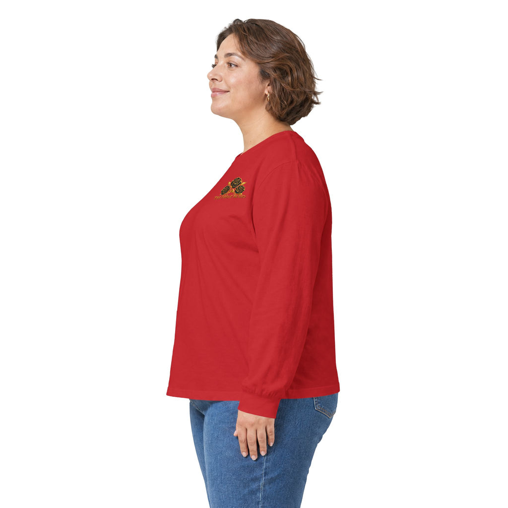 Long Sleeve Tee — Golden Black Rose Chest & Back Design