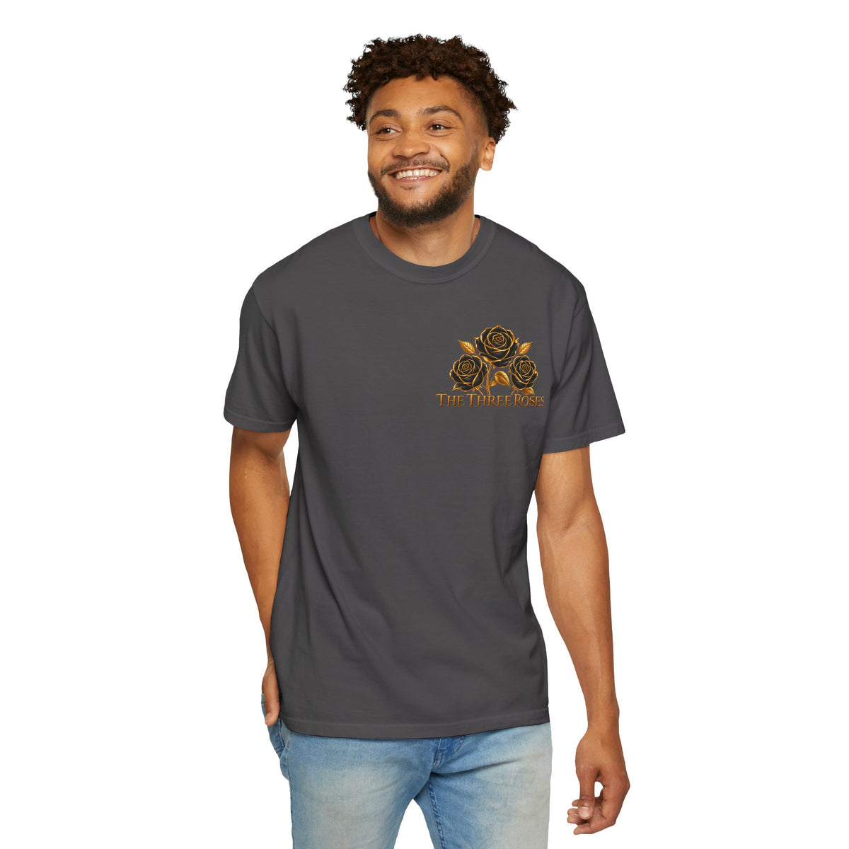 The Three Roses Graphic: Unisex T-Shirt  Gold & Black Floral Tee