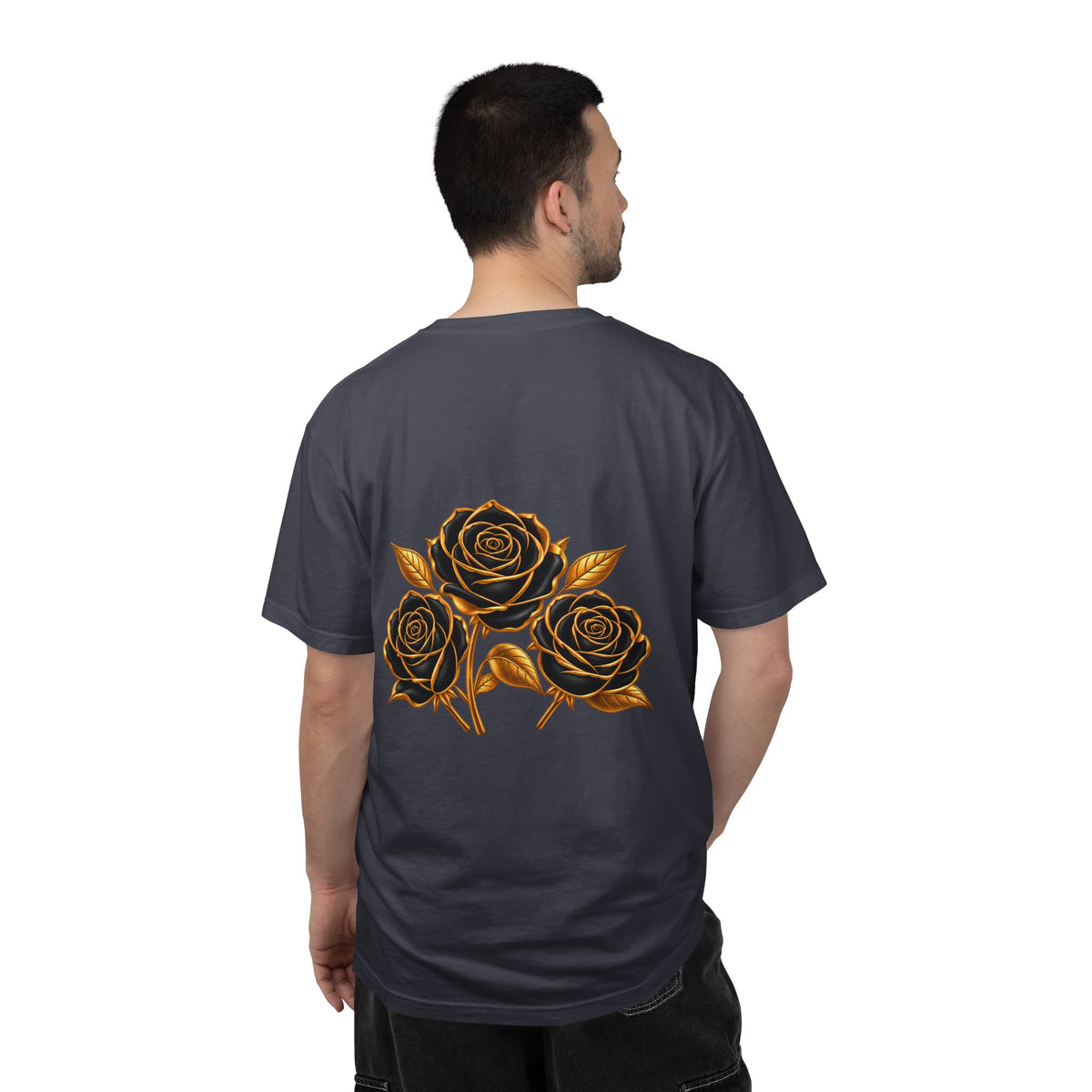 The Three Roses Graphic: Unisex T-Shirt  Gold & Black Floral Tee
