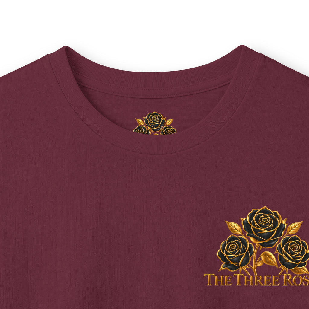 Long Sleeve Tee — Golden Black Rose Chest & Back Design