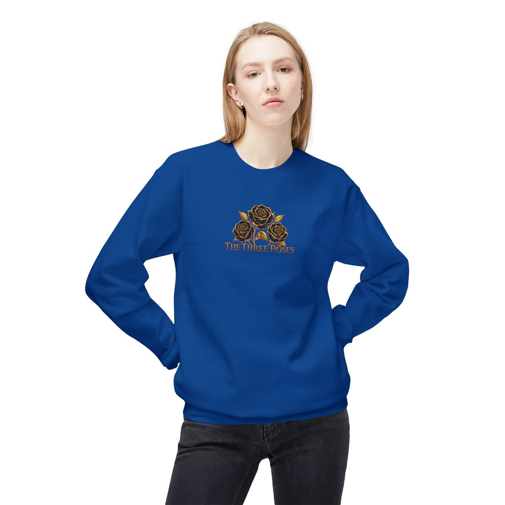 The Three Roses: Unisex Crewneck Gold Rose Sweatshirt Graphic Logo