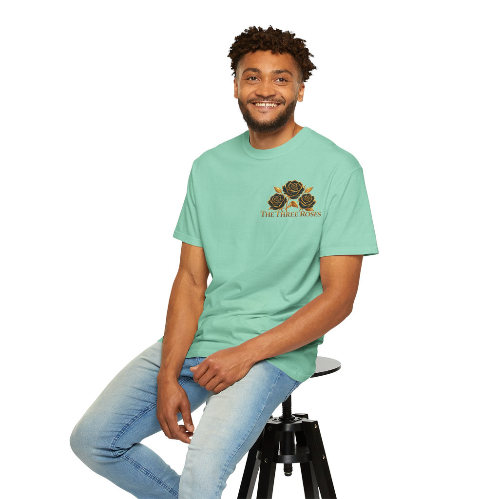 The Three Roses Graphic: Unisex T-Shirt  Gold & Black Floral Tee