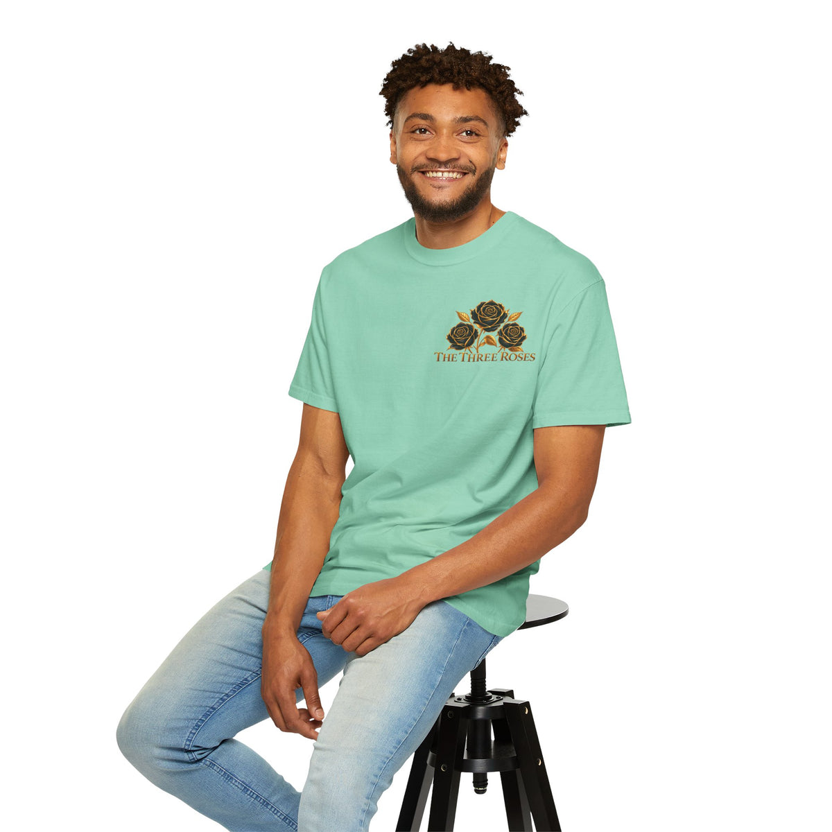 The Three Roses Graphic: Unisex T-Shirt  Gold & Black Floral Tee