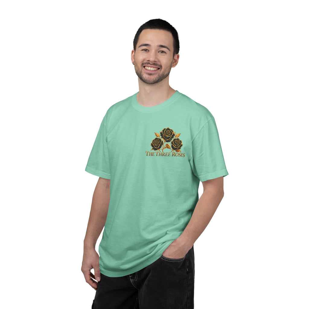 The Three Roses Graphic: Unisex T-Shirt  Gold & Black Floral Tee