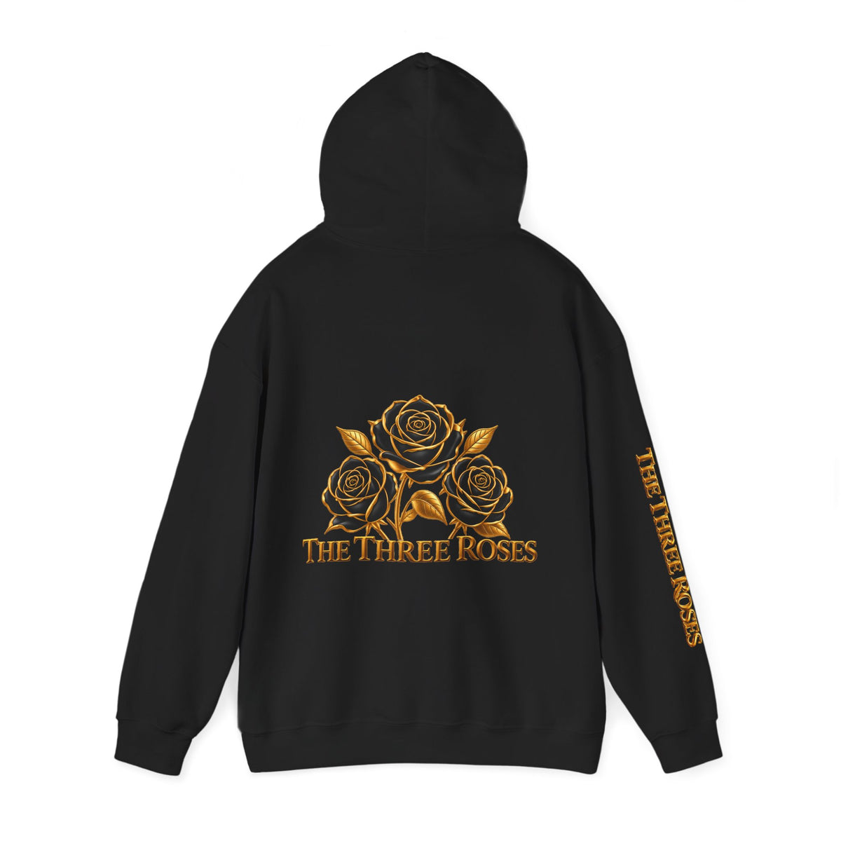 The Three Roses Hoodie: Unisex Gold Rose Graphic Hooded Sweatshirt