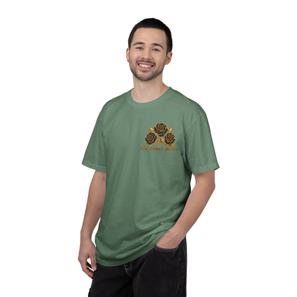 The Three Roses Graphic: Unisex T-Shirt  Gold & Black Floral Tee