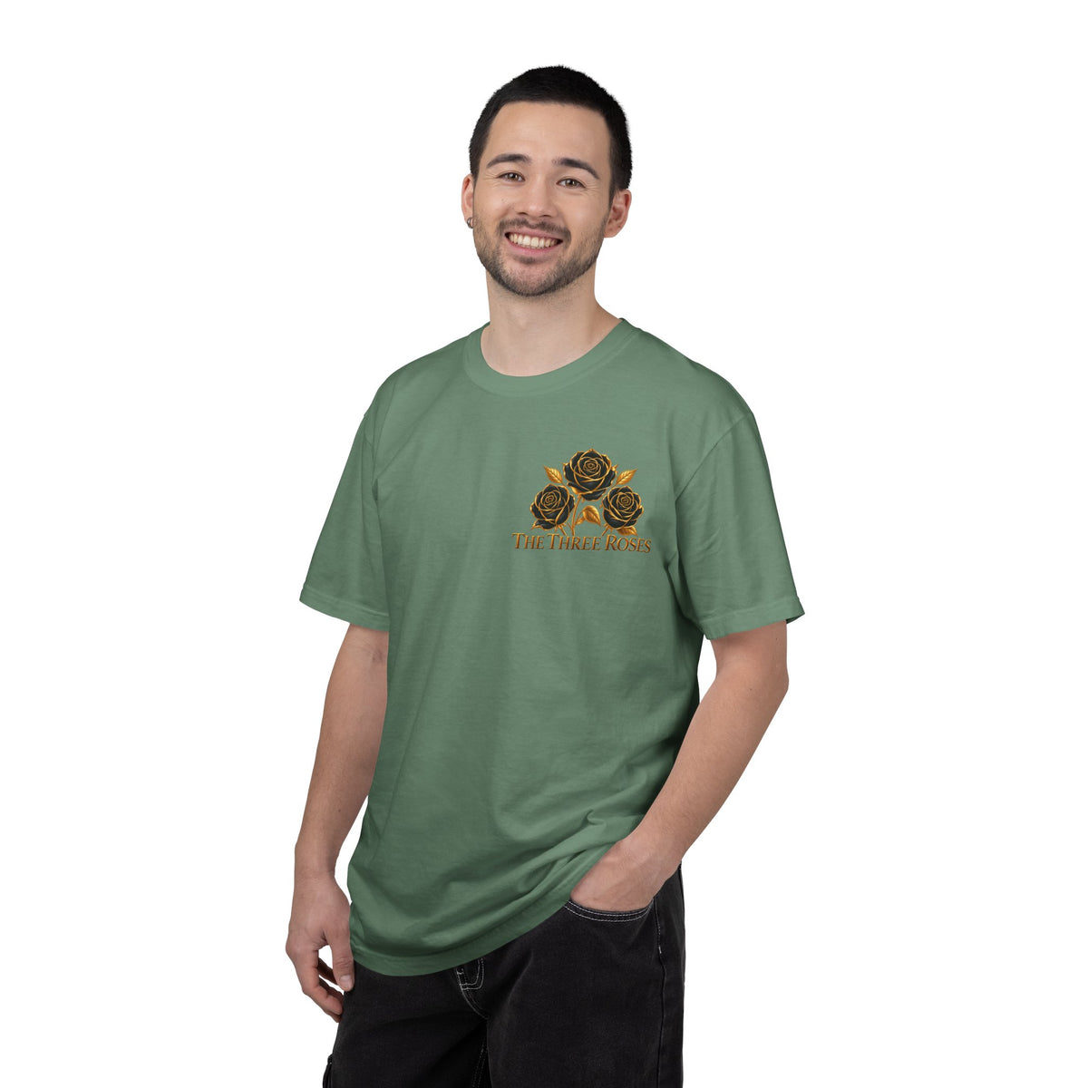The Three Roses Graphic: Unisex T-Shirt  Gold & Black Floral Tee