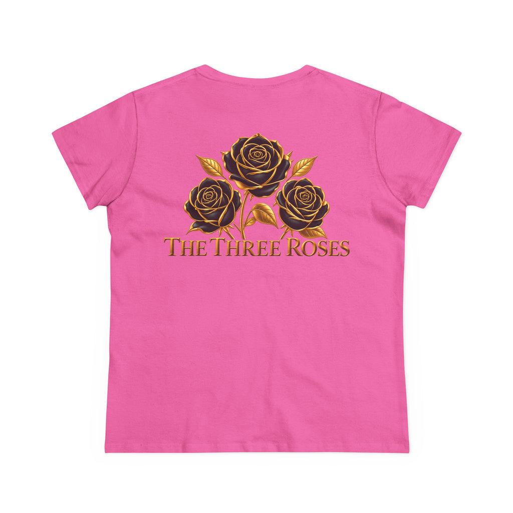 The Three Roses Tee: Womens Black & Gold Rose Graphic T-Shirt