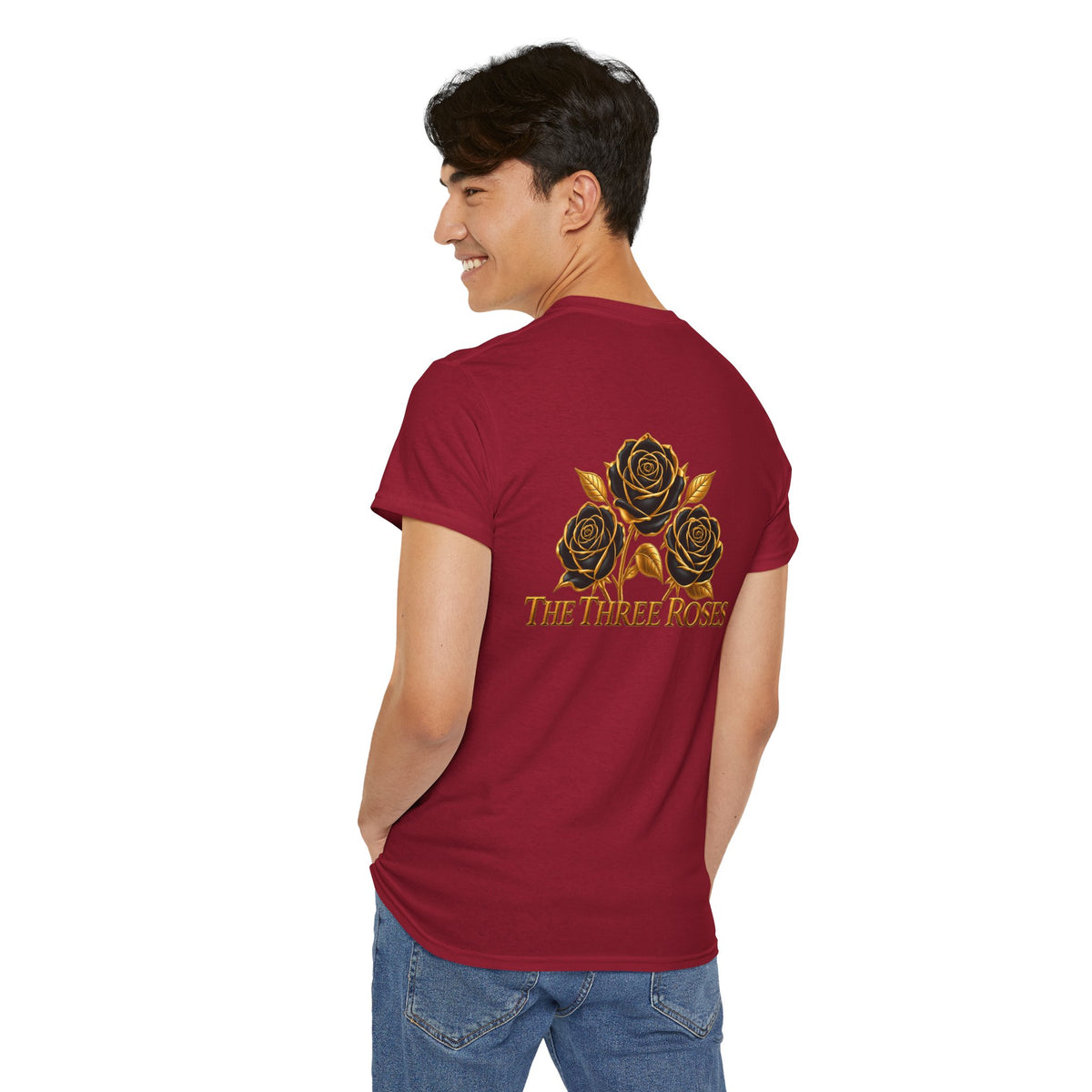 The Three Roses Tee — Mens Gold Floral Graphic T-Shirt