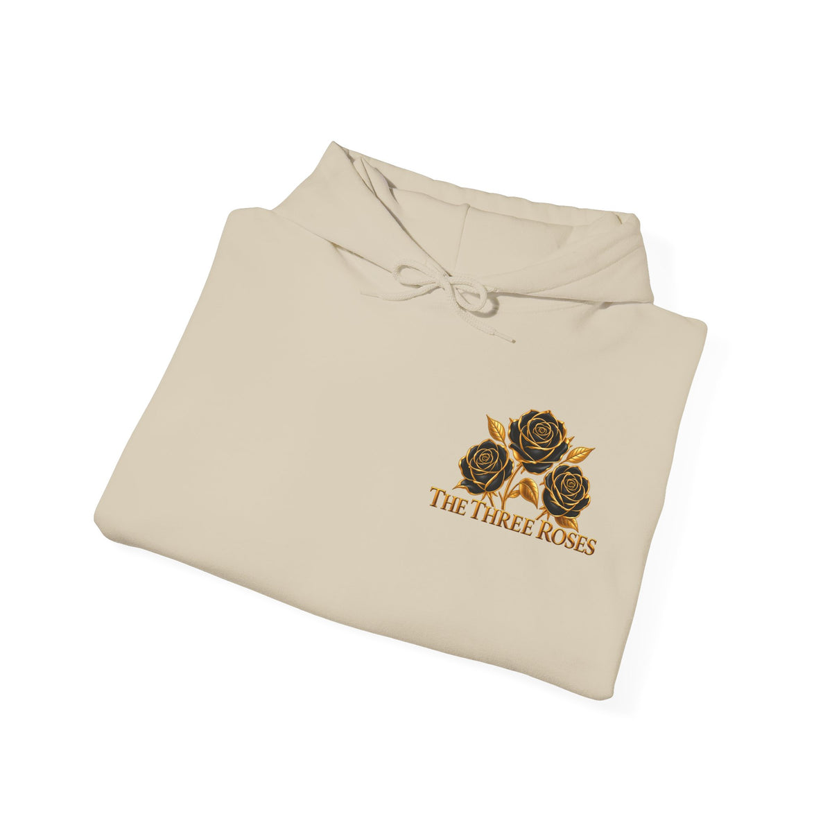 The Three Roses Hoodie: Unisex Gold Rose Graphic Hooded Sweatshirt