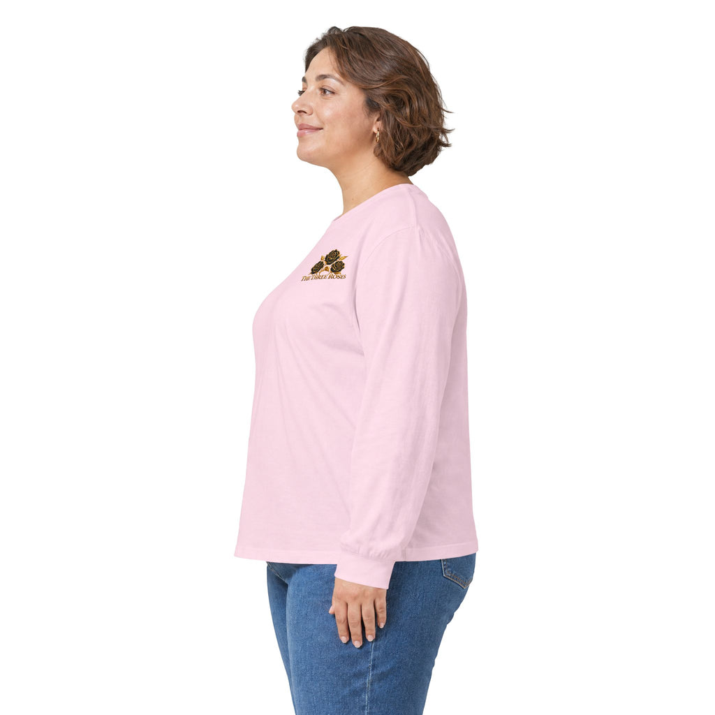 Long Sleeve Tee — Golden Black Rose Chest & Back Design
