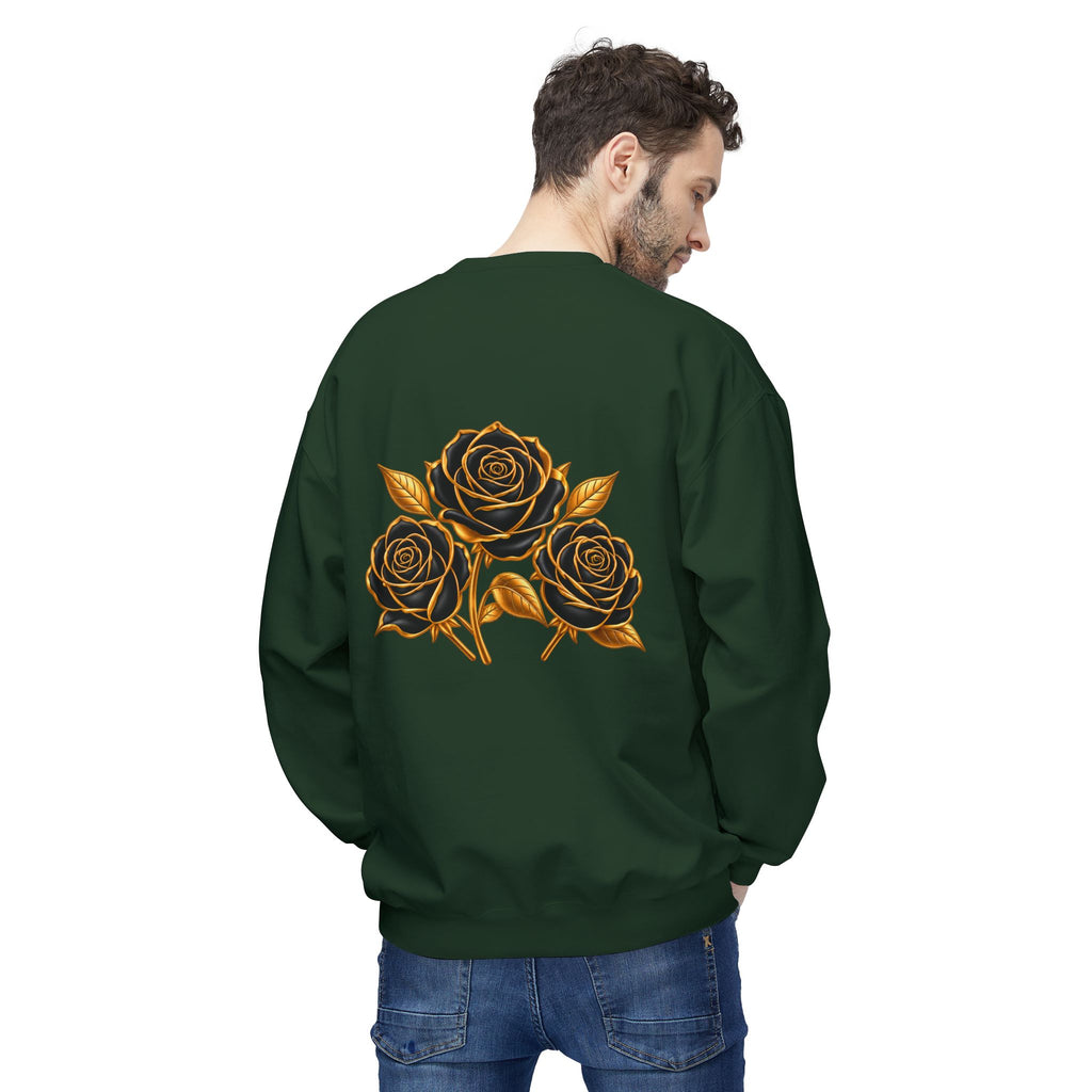 The Three Roses: Unisex Crewneck Gold Rose Sweatshirt Graphic Logo