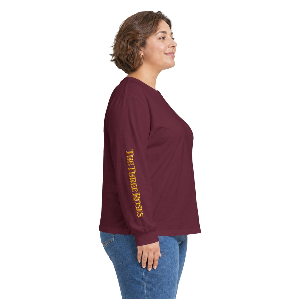 Long Sleeve Tee — Golden Black Rose Chest & Back Design