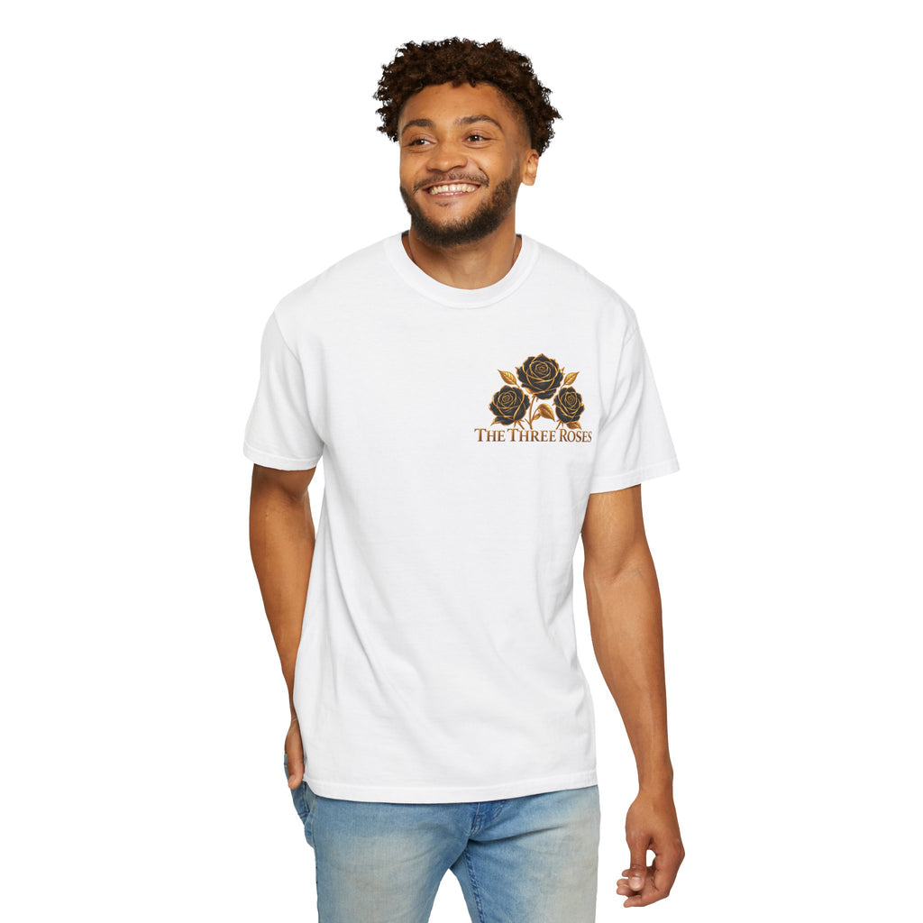 The Three Roses Graphic: Unisex T-Shirt  Gold & Black Floral Tee