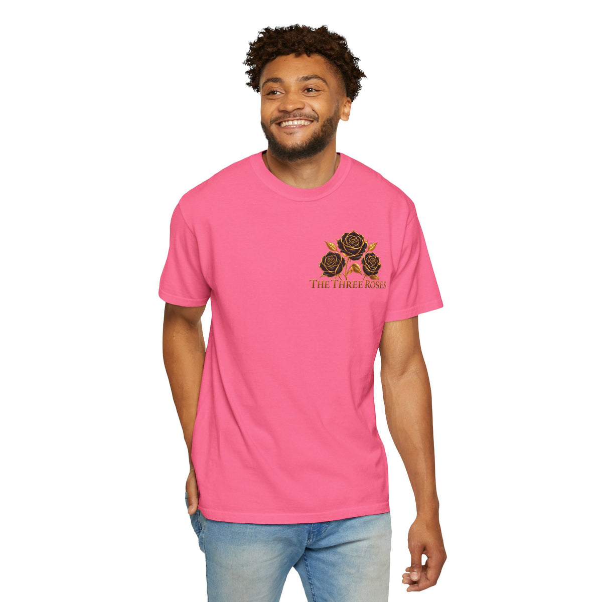 The Three Roses Graphic: Unisex T-Shirt  Gold & Black Floral Tee
