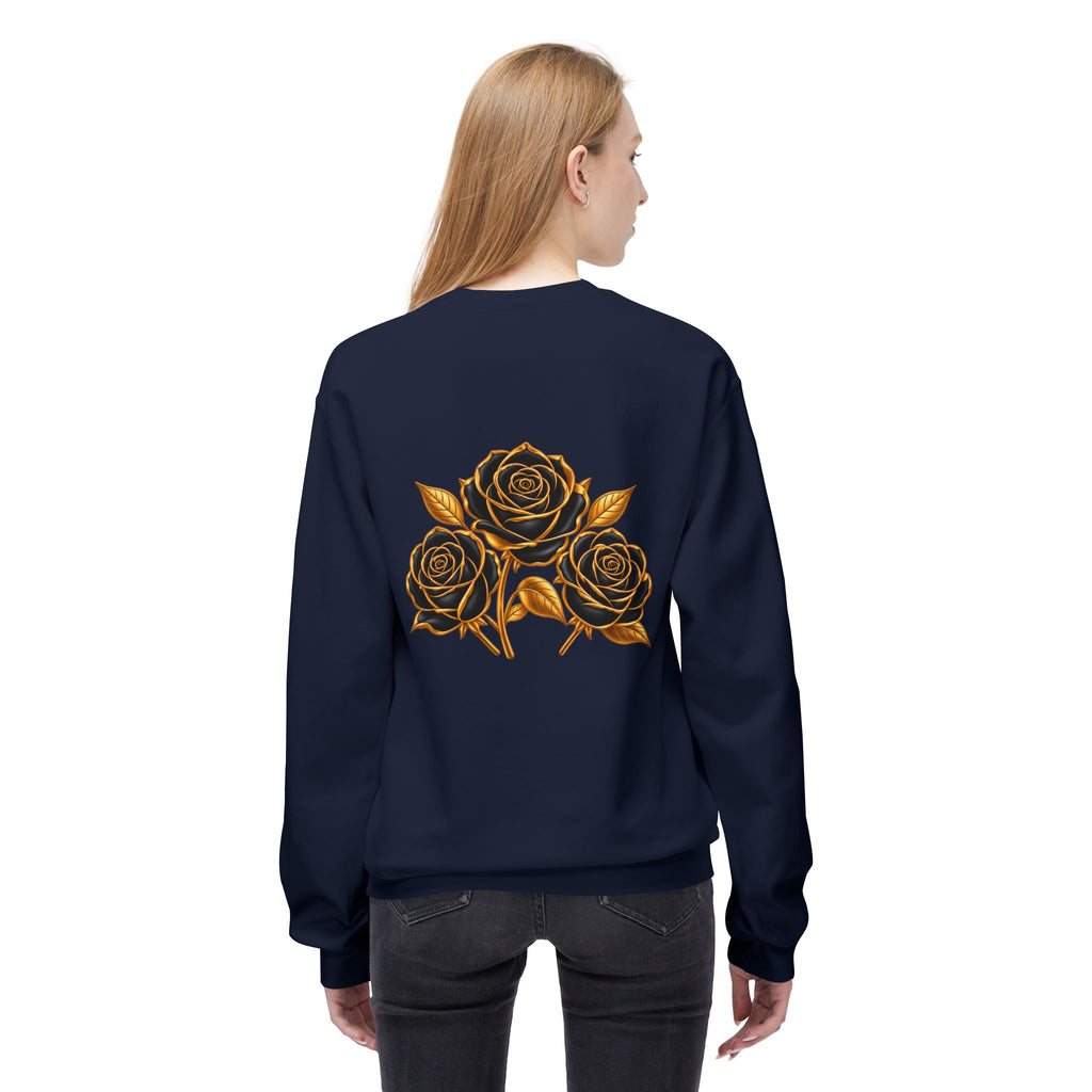 The Three Roses: Unisex Crewneck Gold Rose Sweatshirt Graphic Logo