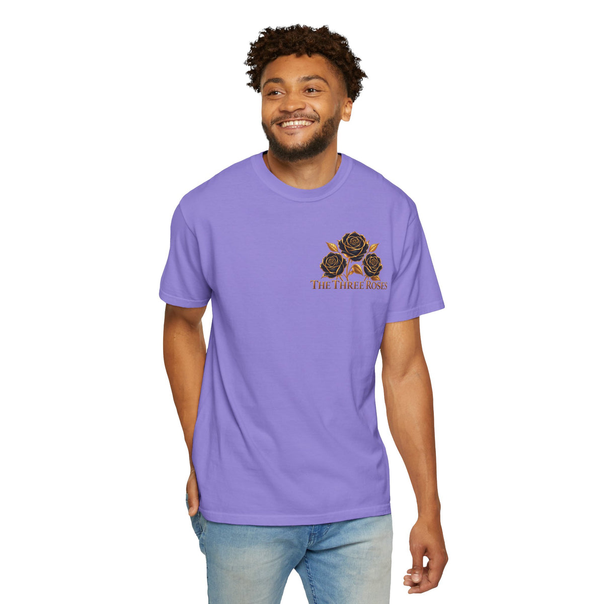 The Three Roses Graphic: Unisex T-Shirt  Gold & Black Floral Tee