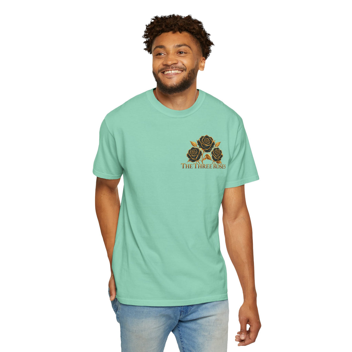 The Three Roses Graphic: Unisex T-Shirt  Gold & Black Floral Tee