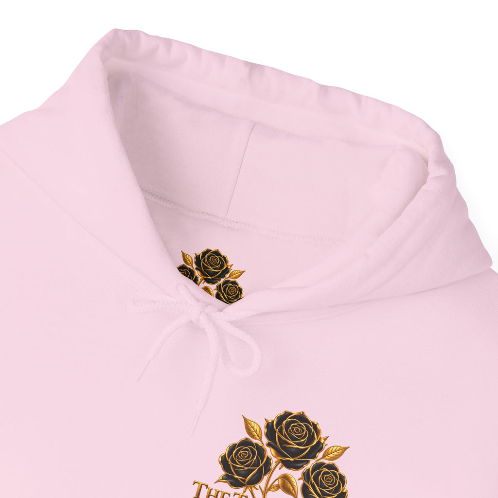 The Three Roses Hoodie: Unisex Gold Rose Graphic Hooded Sweatshirt