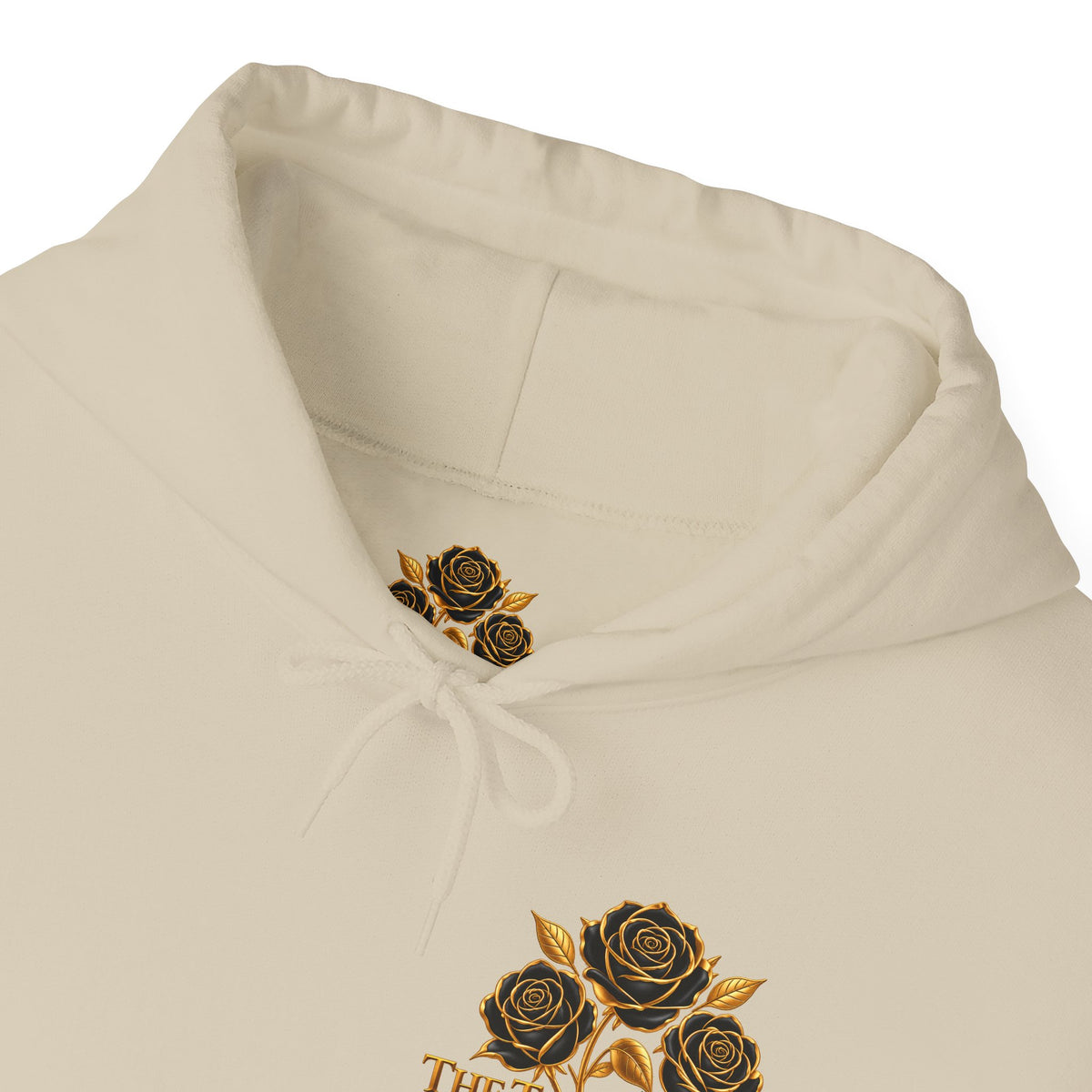 The Three Roses Hoodie: Unisex Gold Rose Graphic Hooded Sweatshirt