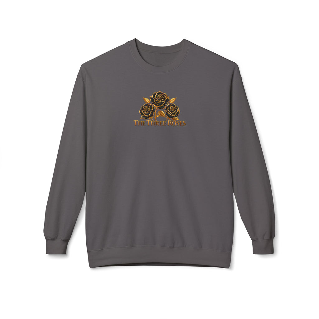 The Three Roses: Unisex Crewneck Gold Rose Sweatshirt Graphic Logo