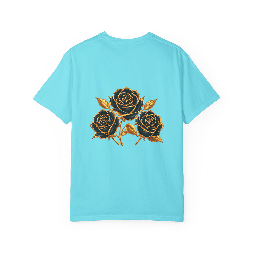 The Three Roses Graphic: Unisex T-Shirt  Gold & Black Floral Tee
