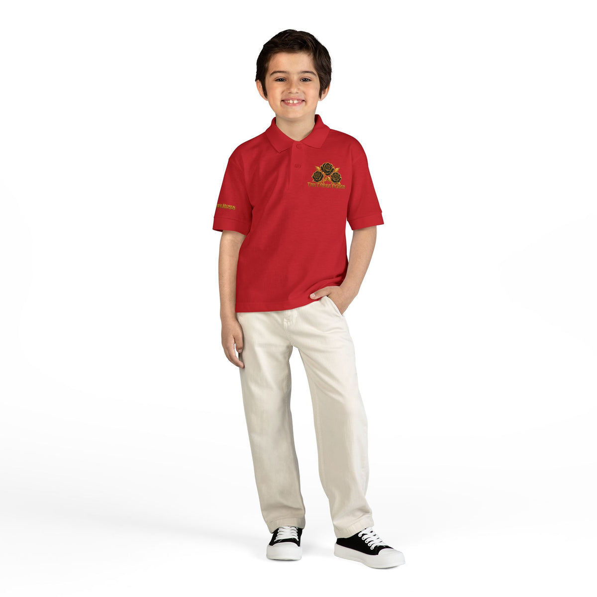 The Three Roses: Youth Polo T-Shirt Embroidered