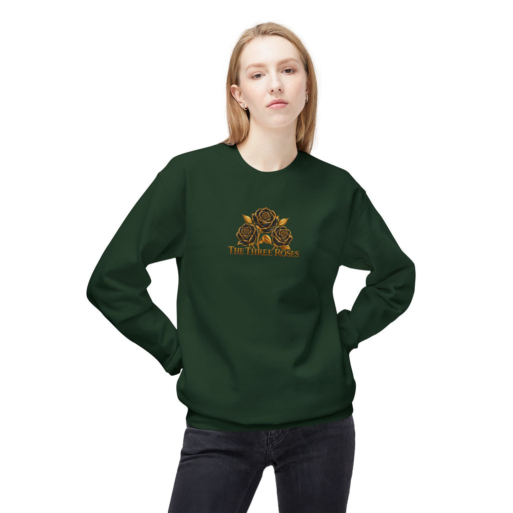 The Three Roses: Unisex Crewneck Gold Rose Sweatshirt Graphic Logo