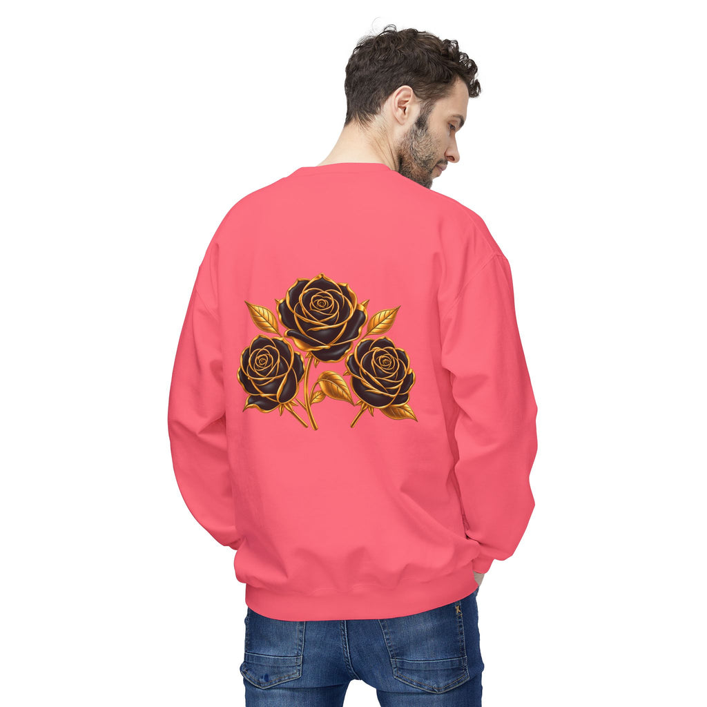 The Three Roses: Unisex Crewneck Gold Rose Sweatshirt Graphic Logo