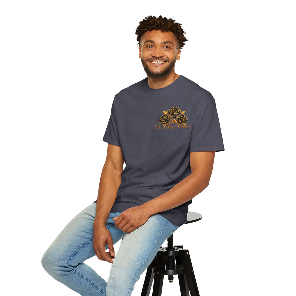 The Three Roses Graphic: Unisex T-Shirt  Gold & Black Floral Tee