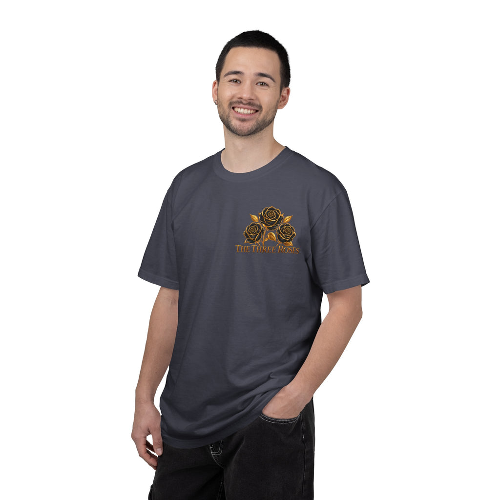 The Three Roses Graphic: Unisex T-Shirt  Gold & Black Floral Tee