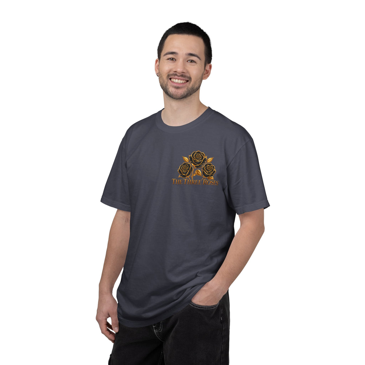 The Three Roses Graphic: Unisex T-Shirt  Gold & Black Floral Tee