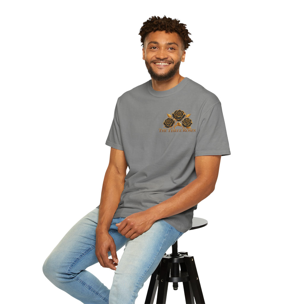 The Three Roses Graphic: Unisex T-Shirt  Gold & Black Floral Tee